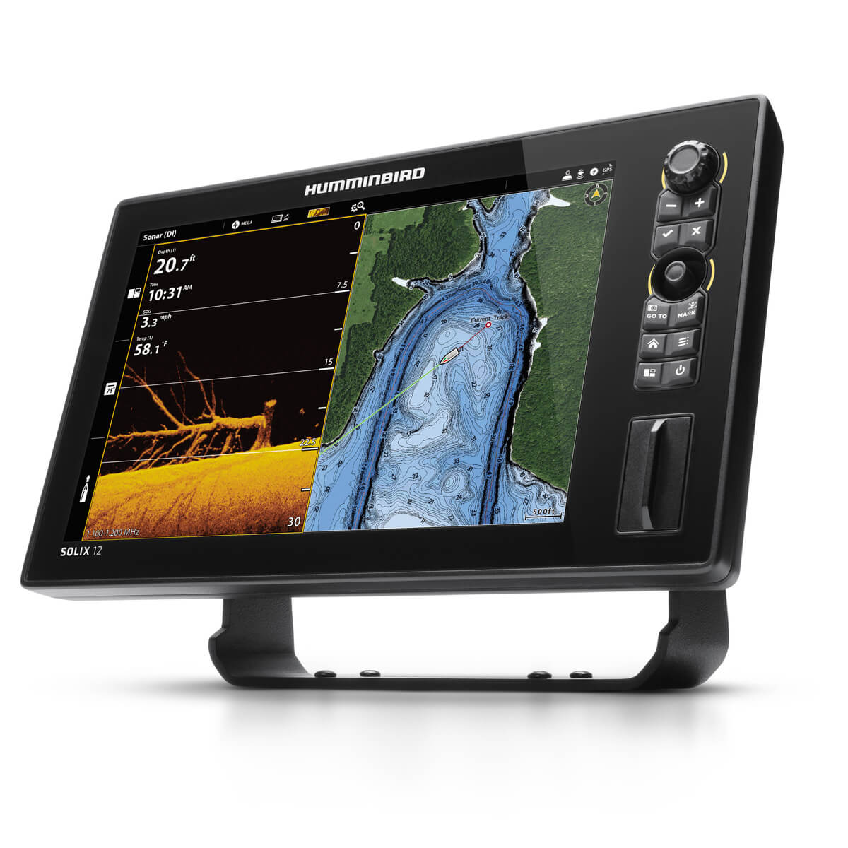 Humminbird - SOLIX 12 CHIRP MEGA SI Fishfinder/GPS Combo G2 with Transom Mount Transducer - 411030-1