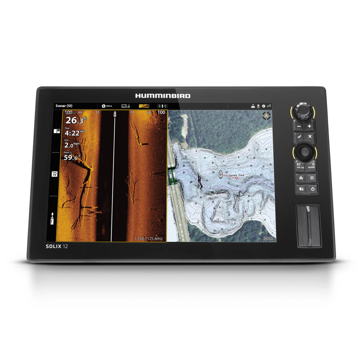 Humminbird - SOLIX 12 CHIRP MEGA SI Fishfinder/GPS Combo G2 with Transom Mount Transducer - 411030-1