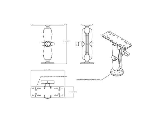 RAM Mount - Marine Electronics - Universal Mount - Gimbal Bracket Under 10lbs. - RAM-111U