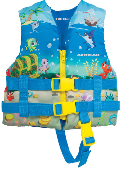 Airhead Treasure Infant Life Jacket, Infant, Blue Treasure Chest / Sea Life Theme -1008801A