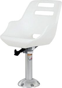 Springfield Marine - Admiral Fixed Height Chair Package, White (Includes Seat With Low Profile Armrest, No Cushions, Pedestal With Floor Base, Mounting Plate and Locking Swivel) - 1001408L