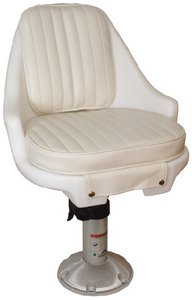 Springfield Marine - Newport Manual Adjustable Economy Chair Package, White (Seat w/Cushions, Pedestal, Mounting Plate & Swivel) - 1060100
