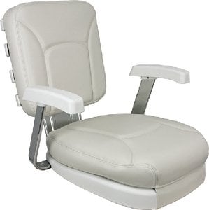 Springfield Marine - Ladder Back Seat With White Cushions and Gimbal - 1061301