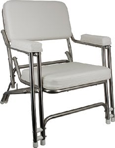 Springfield Marine - Deck Folding Chair, White With Stainless Steel Tubing - 1080021SS