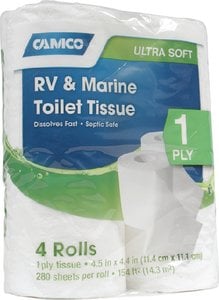 Camco Marine - Toilet Tissue 1-ply - 4 per Pack - 280 Sheets - Replaces P/n 117-40276 - 40276