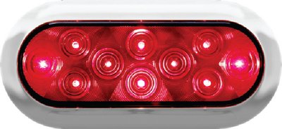 Anderson Marine - LED Oval Stop Turn & Tail Light Red With Chrome Bezel - V423XR4