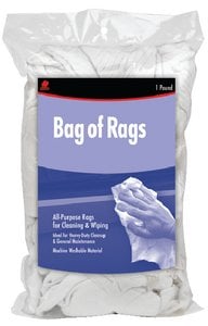 Buffalo Industries - Buffalo Recycled White Sweatshirt Rags - 1 Pound Bag - 10481