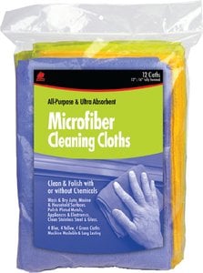 Buffalo Industries - Buffalo Microfiber Cloths 12" x 16" (4 Ea. Of Blue, Green, Yellow) - 65003