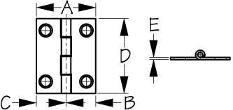 Sea-Dog Line - Stainless Butt Hinge - Stamped 304 Stainless Steel - 2" x 1-1/2" - 2010711