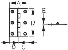Sea-Dog Line - Stainless Butt Hinge - Stamped 304 Stainless Steel - 2" x 1 3/4" - 2010801