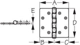 SEADOG - BUTT HINGE WITH BEARINGS - 3" x 3" - COMMERCIAL PATTERN - 205242