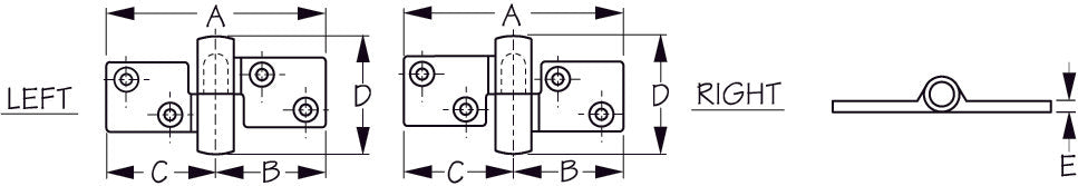 Sea-Dog Line - Take-Apart Hinge (Left) - Investment Cast 316 Stainless Steel - #10 Fastener - 3-1/2" x 2" - 2052701