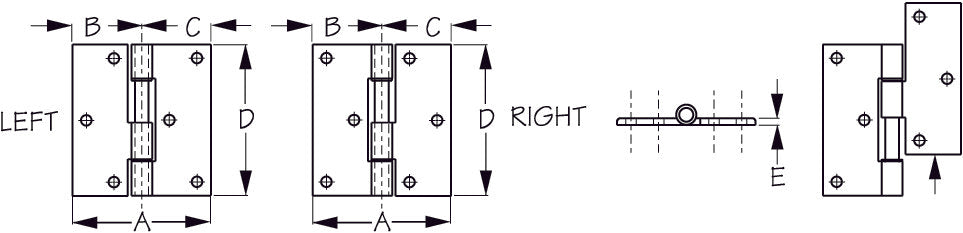 SEA-DOG - LIFT GATE BUTT HINGE -  2-1/2" x 2-3/4" - 2077351