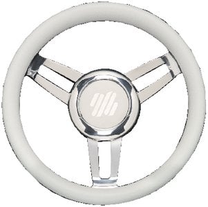 UFlex - Foscari Steering Wheels - White Vinyl Chrome - FOSCARIVCHW