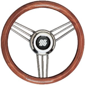 Uflex - Steering Wheel - Mahogany Grip - Non-Magnetic - Stainless Steel - V26