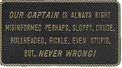 Bernard Engraving - Fun Plaques - Our Captain Is Always Right - FP030