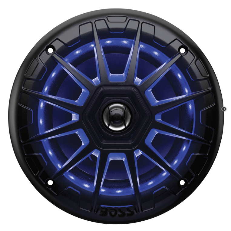 Boss Audio - MRGB65B 6.5" 2-Way 200W Marine Full Range Speaker with RGB LED Lights - Black - Pair - MRGB65B