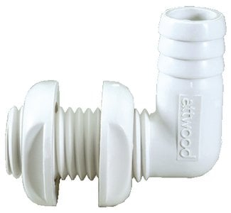 Attwood Marine - Thru Hull Connector For Hose, White, 90 Degree - 3/4" - 38773