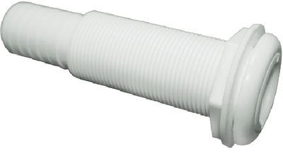 Cook Mfg - Straight Extra Long Thru-Hull Fitting For Hose, White - TH1202XLDP