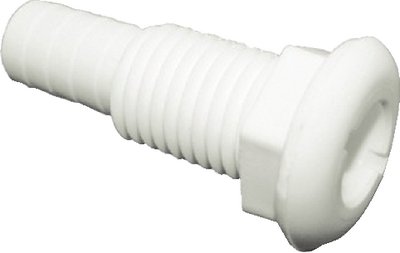 Cook Mfg - Straight Extra Short Thru-Hull Fitting For Hose 1-1/2", White - TH1502XSDP