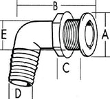 Cook Mfg - Brite Plate Chrome Plated 90 Degree Thru Hull For Hose - TH7590CPDP