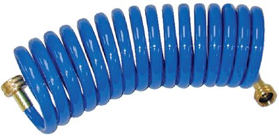 Cook Mfg - Coiled Washed Down Hose w/Straight Nozzle - 15' x 1/2" ID - Blue - WDHBR15BBDP