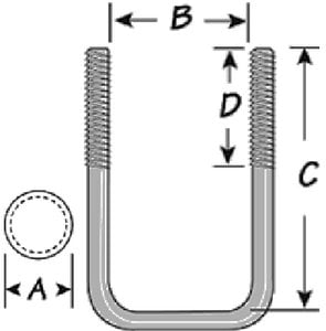 Tiedown Engineering - Zinc Plated Square U-Bolt Kit - 86204