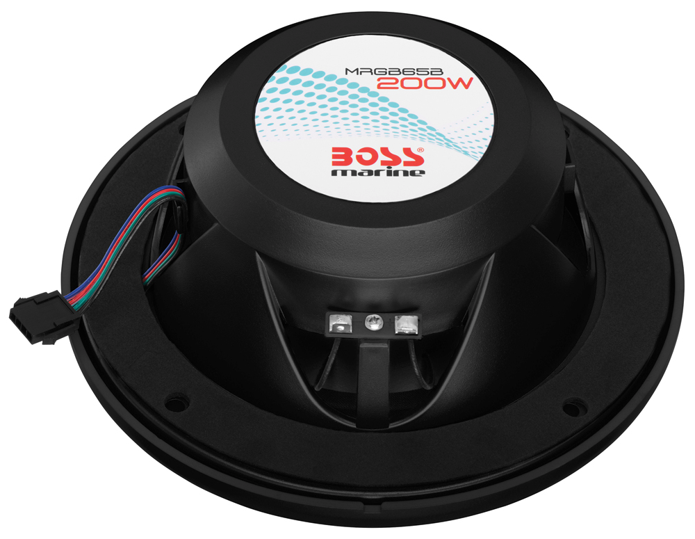 Boss Audio - MRGB65B 6.5" 2-Way 200W Marine Full Range Speaker with RGB LED Lights - Black - Pair - MRGB65B