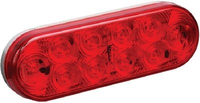 Wesbar - Red Waterproof LED Oval Stop Tail Turn Trailer Light - 6 inch - Red - 283561