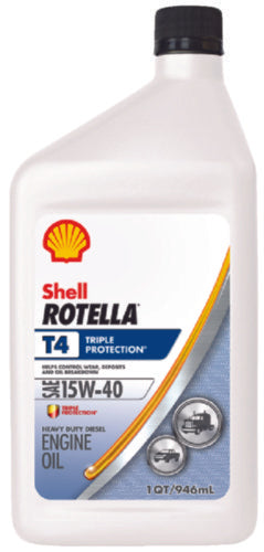 Shell - Rotella T4 Triple-Protection Heavy-Duty Diesel Motor Oil - 550049483 - 15W-40 - Quart