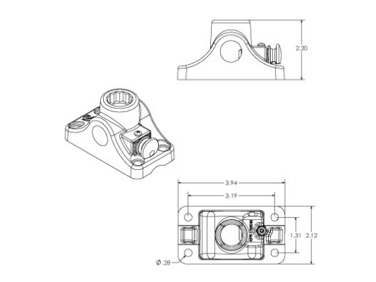 RAM Mount - RAM-ROD Combination Bulkhead/Flat Surface Base with Plunger for Spline Posts - RAM-114BMPU