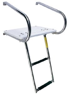 Garelick - EEz-In Transom Platform With 2 Step Telescoping Ladder For Boats With I/O Motors - 19546