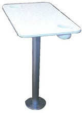 Garelick - EEz-in 75349 Stowable Pedestal System (Includes White Polymer Rectangular Table Top 15" x 28" With Two Recessed Cup Holders, Pedestal and Castings) - 75349