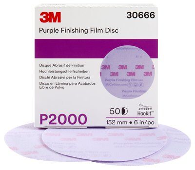 3M - Hookit Purple Finishing Film Abrasive Disc 260L - 6 inch - P2000 Grit - 50 Pack - 30666