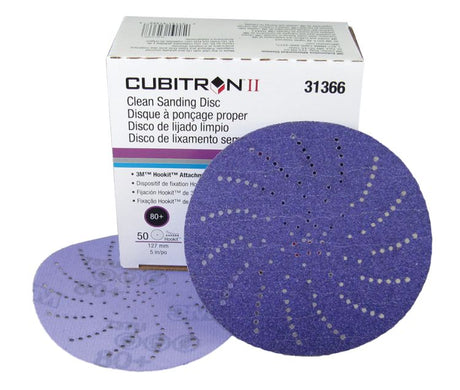 3m - Cubitron II Hookit Clean Sanding Abrasive Disc - 5 inch - 80+ Grade - 50 Pack - 31366