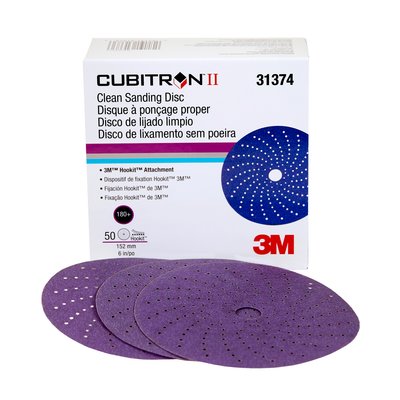 3m - Cubitron II Hookit Clean Sanding Abrasive Disc - 6 inch - 180+ Grade - 50 Pack - 31374