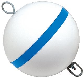 Taylor Made - Traditional Sur-moor Mooring Buoy - White With Blue Reflective Striping - 12" - 22170