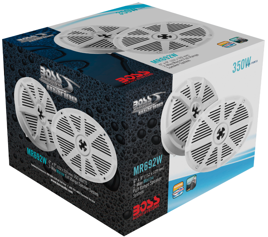 Boss Audio - MR692W 6" x 9" 2-Way 350W Marine Full Range Speaker - White - Pair - MR692W