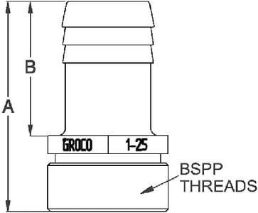 Groco - BRZ ADAPTOR G 1-1/4 TO 32MM,PIPE-TO-HOSE ADAPTERS-STRAIGHT- BSPP THREADS - PTH114PD32