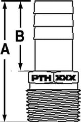 Groco - PTH Bronze Standard Flow Pipe-To-Hose Adapter With NPT Thread - PTH2500