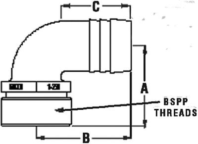 Groco - Pipe-To-Hose Adapter, 90 - PTHC114PD32