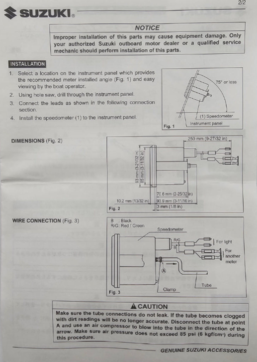Suzuki - Speedometer - Black - 0-50 MPH - 34100-93J22