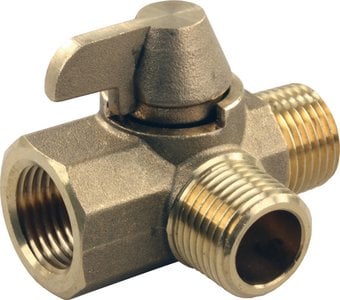 JR Products - 62245 3 Way Brass 1/2" MPT x 1/2" MPT x 1/2" FPT RV Water Diverter Valve - 62245