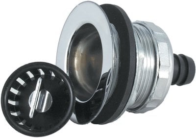 JR Products - 9490-215-022 RV Sink Strainer with Threaded Basket, Rubber Washer & Locknut - 9490215022