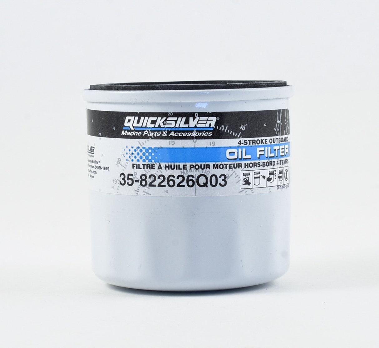 Mercury Quicksilver 35-822626Q03 Outboard Oil Filter - Fits 10 - 15 - 20 Carbureted 4-Stroke 25 - 30 EFI 4-Stroke 25 Jet EFI