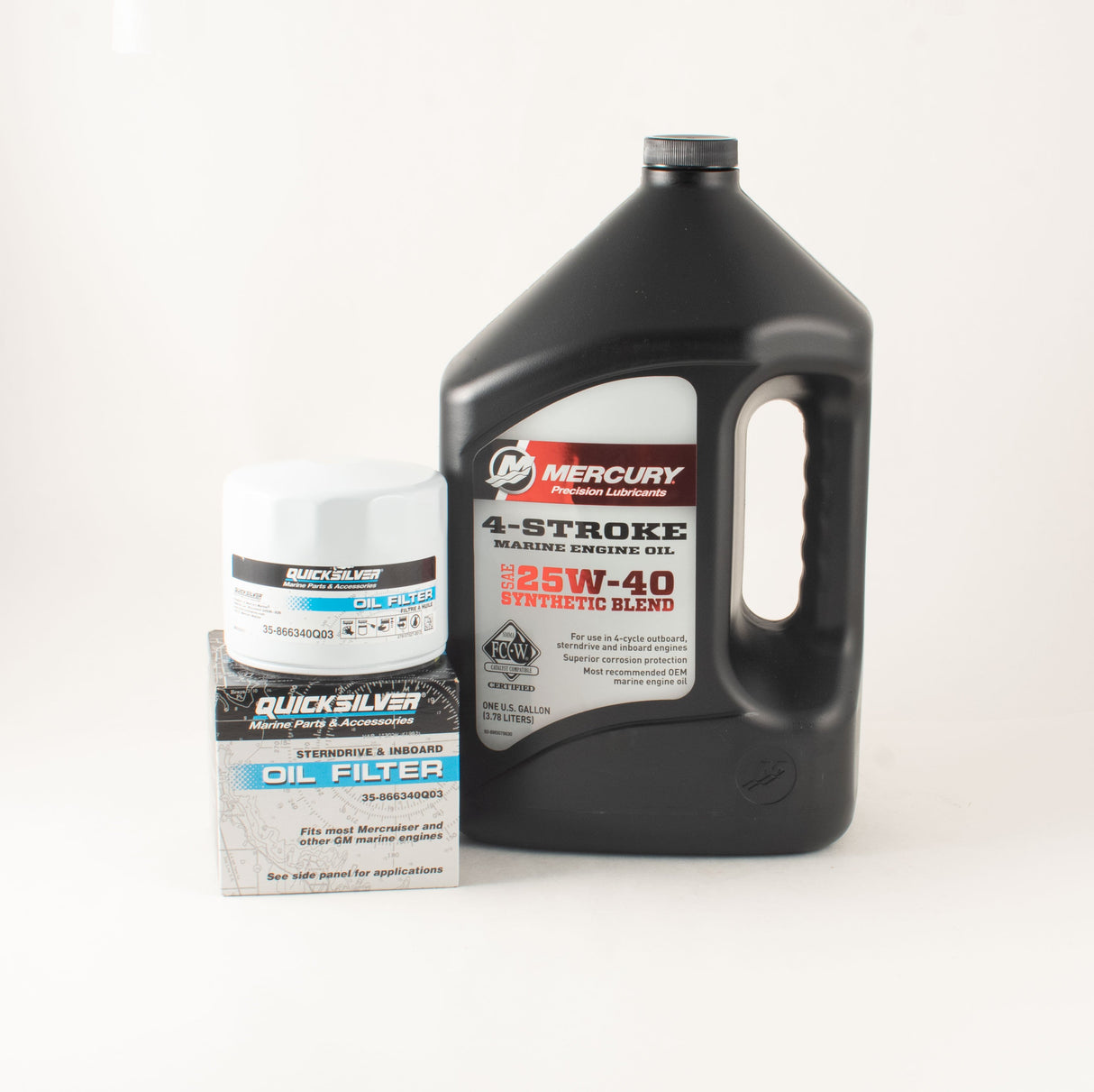 Mercury QuickSilver MerCruiser 3.0L & 4.3L Four Stroke FC-W 25W-40 Synthetic Blend Oil Change Kit - 2002-Current