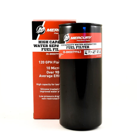 Mercury MerCruiser Water Separating Fuel Filter - Fits remote mounted applications w/o clearance issues - 35-8M0079963