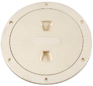 Beckson Marine -  Screw Out Deck Plate With Standard Trim Ring - Diamond Center - Beige - 6" - DP64N