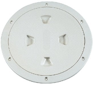 Beckson Marine -  Screw Out Deck Plate With Standard Trim Ring - Dimple Center - White - 8" - DP82W