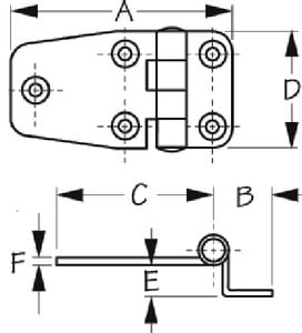 Sea-Dog Line - Stainless Offset Short Side Hinge - 2015701